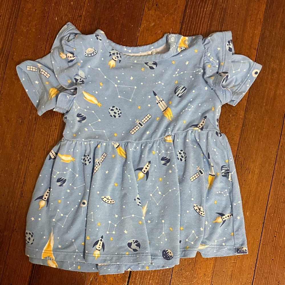 Blue Space-Themed baby girl Dress